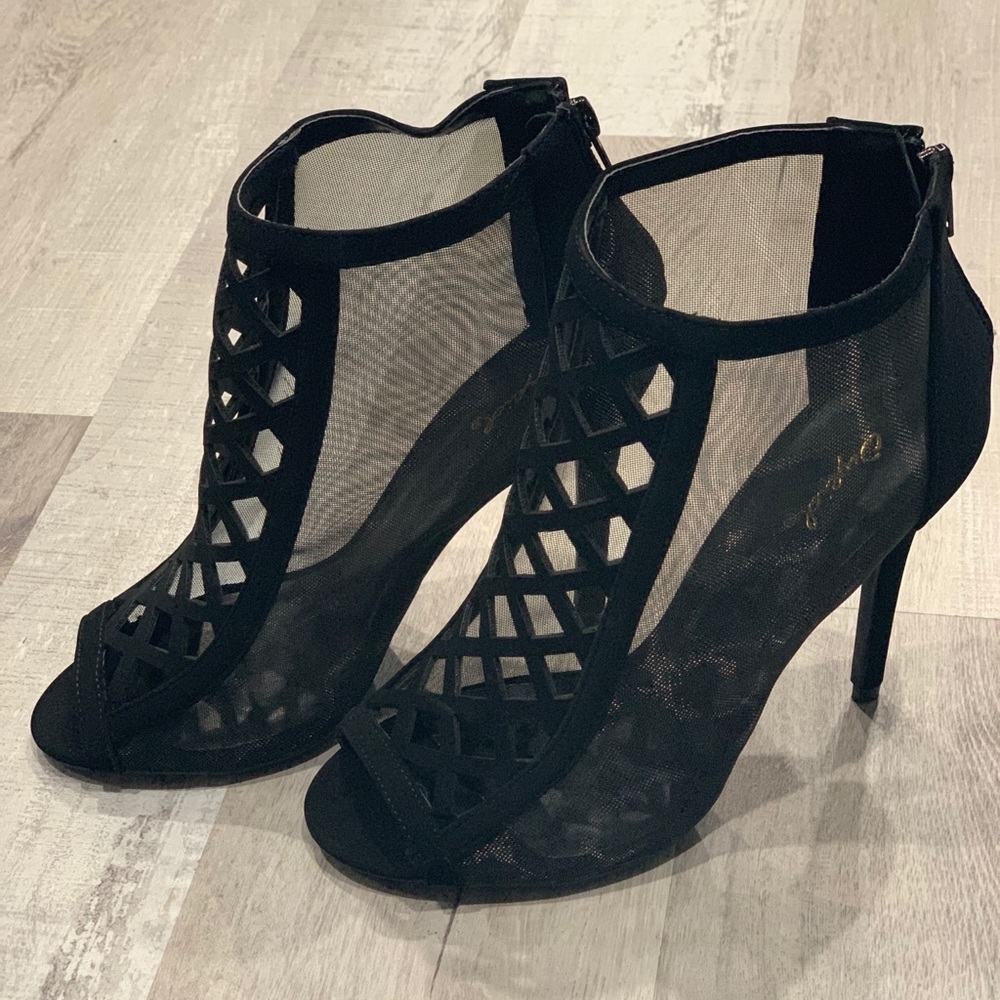 Mesh Open-Toe Heels - Picture 3 of 5